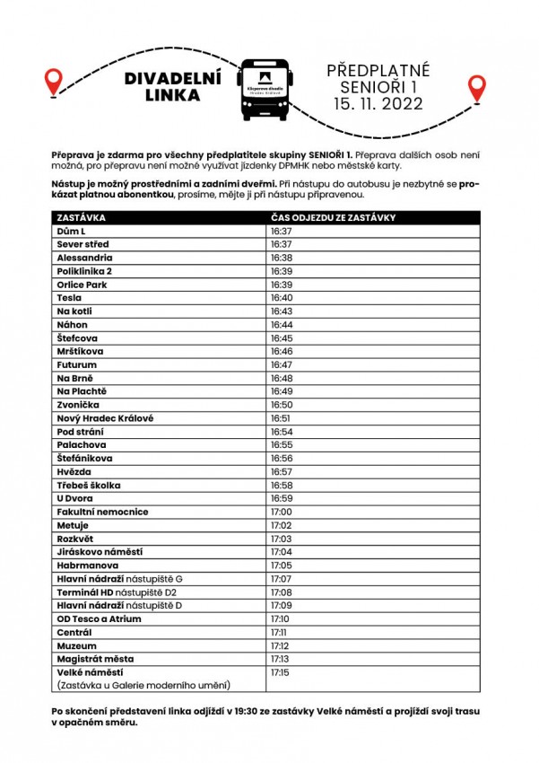 Autobusová linka pro seniorské předplatné